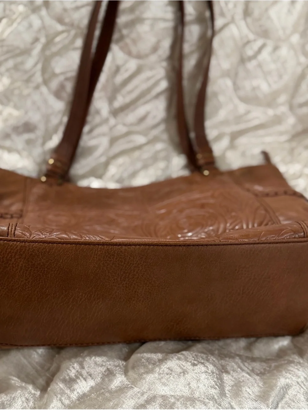 The Sak Sequoia Brown Embossed Leather Shoulder Tote